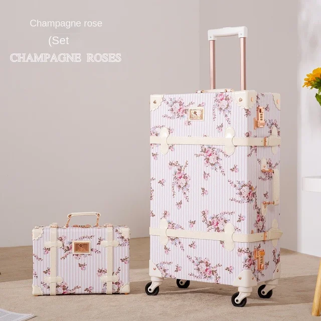 Retro Bag Luggage Set Suitcase Women Men Travel Bags,leather The Box Pu  Trolley Cosmetic Case,new Style, Lock, Mute,13 22 24 - Rolling Luggage -  AliExpress