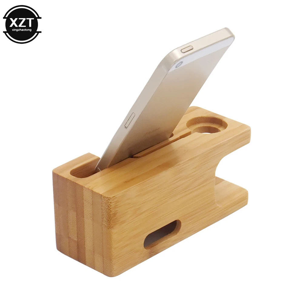 CCC Charging Dock Stand Station Bamboo Base Charger Holder For Apple Watch iWatch iPhone Bamboo