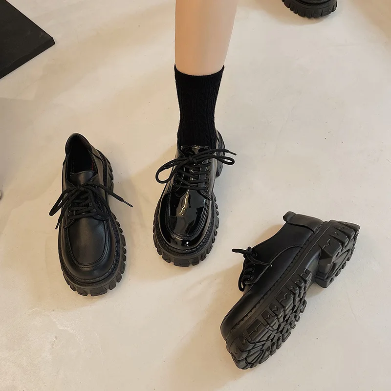Women Loafers Classic Platform Chunky Heel Black Ladies Pumps Female Mary Jane Derby Lolita Sweet Round Toe College Shoes lolita shoes,platform pumps,women loafers shoes
