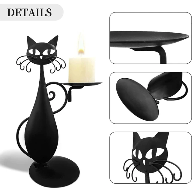 Black for CAT Candle Holder Vintage Candlestick Desktop Candle Stand Decor for Farmhouse Party Centerpiece Decoration