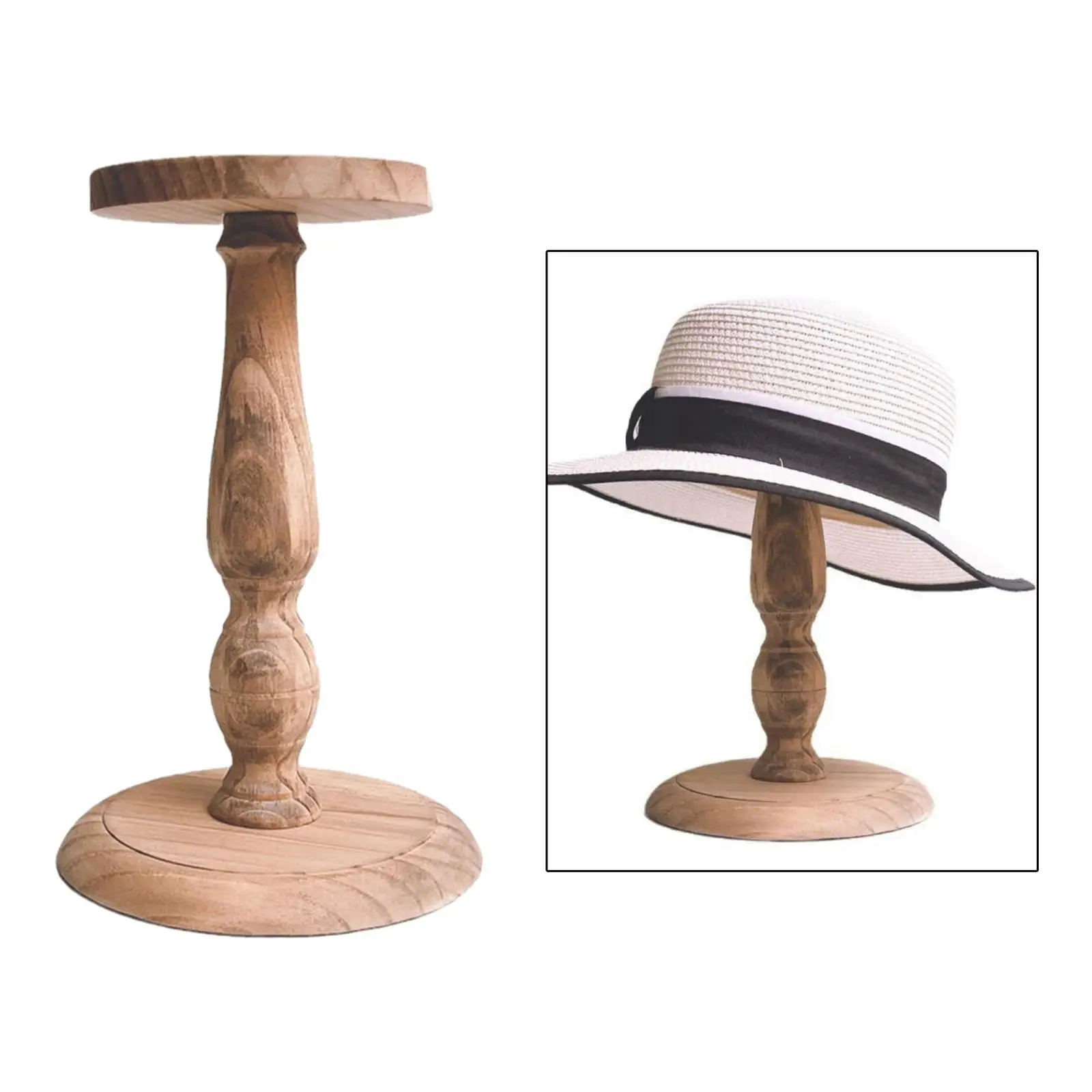 Hat Display Stand Wood Display Stand Freestanding Round Base Storage Rack Display Rack for Retails Home Markets Shop Salon