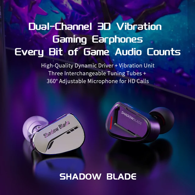 CVJ  Shadow Blade In Ear Earphones 1DD+1 Vibration Switch Adjustable Gaming ports in-ear typec Hifi Headphones konoka Mermaid2 - Image 2
