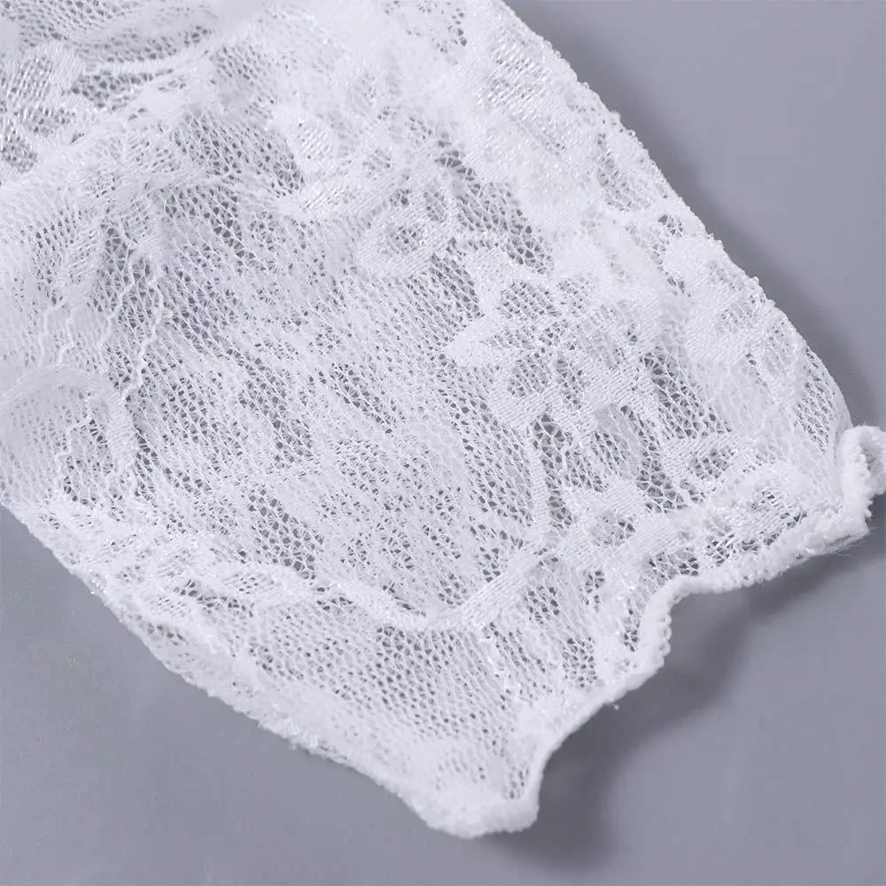 Sweet Floral Lace Bottomed Blouse Embroidery Hollow Long Sleeve Mesh Top French Style Spicy Girl Outfit Party