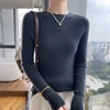 Women's O-neck solid color autumn and winter sweater thick pullover 100% cashmere soft and slim Korean popular clothes tops. 4
