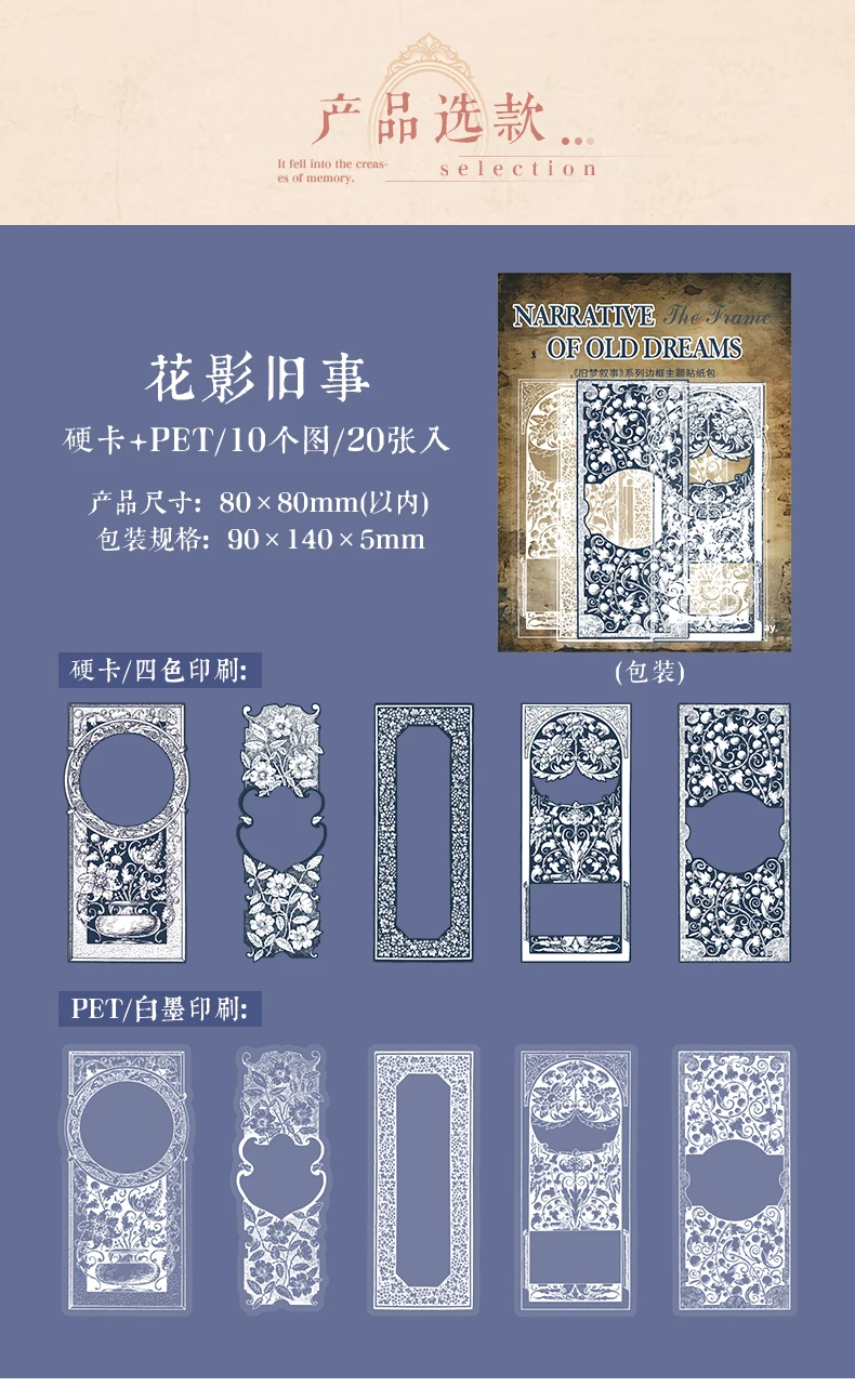 JIANQI 20 Stück/Packung Rahmen Dekor Aufkleber Collage Junk Journal DIY Scrapbooking Selbstklebende kreative Bastelaufkleber – Detail 14