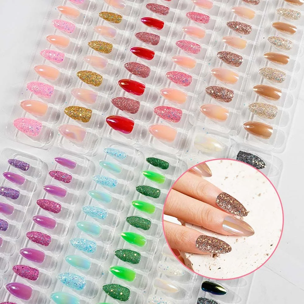 12PcsEuropeAmericaStyleElectroplatedFakeNailsLuxurySymphony