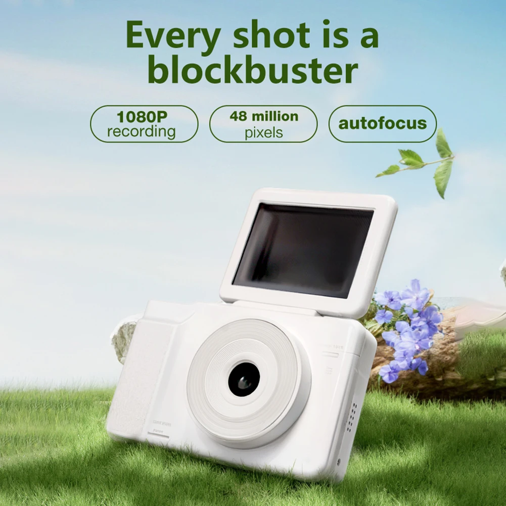 Digital Camera 48MP Portable CCD Camera 2.8 Inch 180 Flip Screen Vlogging Camera Vintage Camera for Teens Adult Beginner