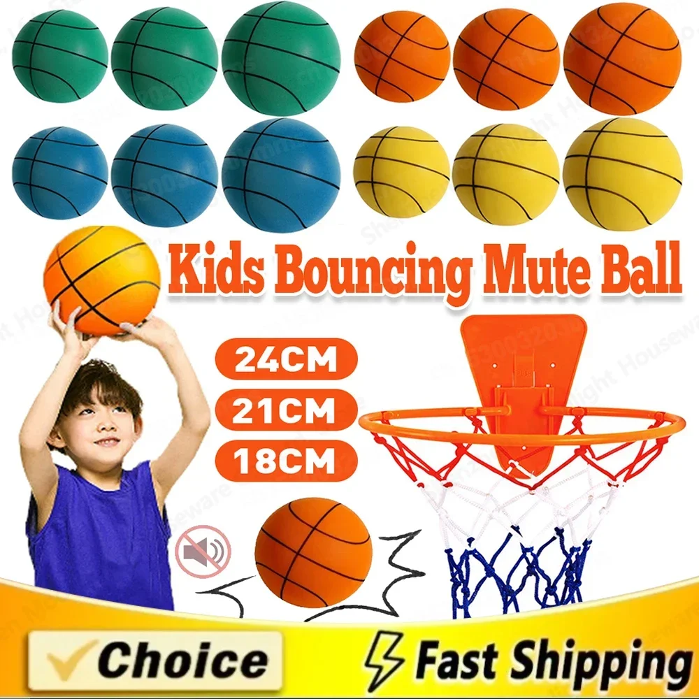 Silent Basketball Indoor Silent Foam Soccer Ball 18/21/24cm Mute Bouncing Ball Silent Basketball Ball Silent Ball Gift for Boys
