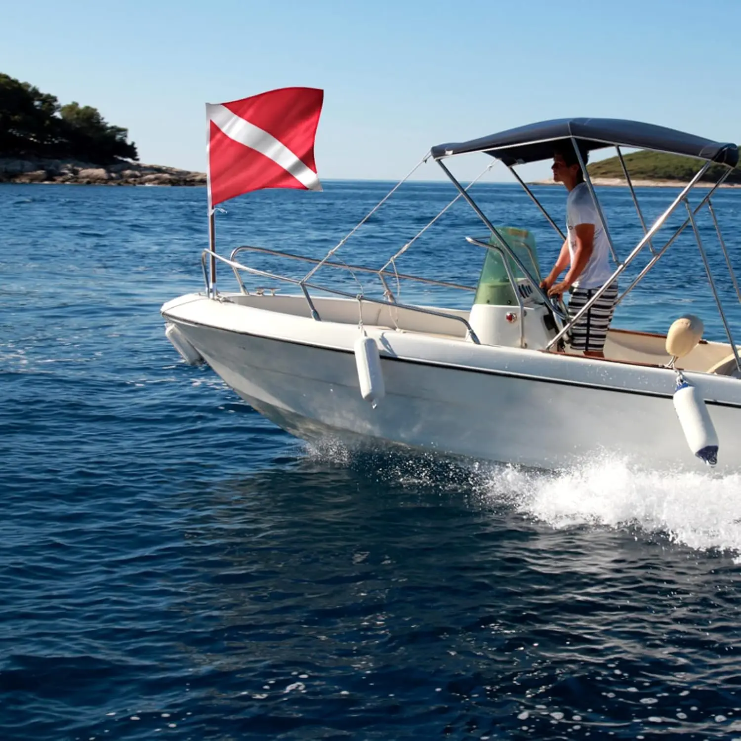 Diving Flag-20" x 24" Extra Large Double Stitched Nylon Legal Size Flag for Scuba Diving, Freediving, Snorkeling and Boating diving flag