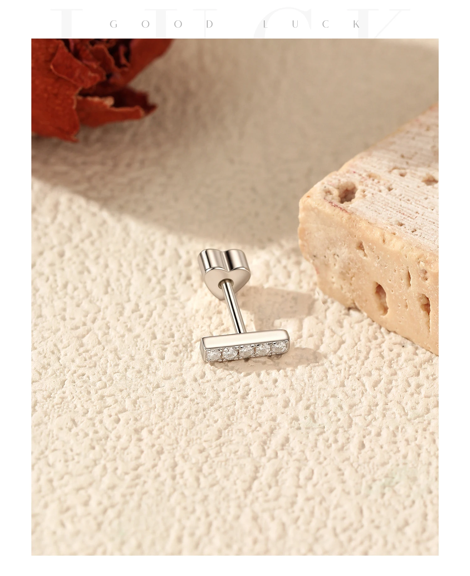 MODIAN Moissanit-Knorpelohrringe aus 925er Sterlingsilber, einfache Stab-Ohrringe mit kleinem Herz und Schraubverschluss für Damen, Schmuck – Detail 15