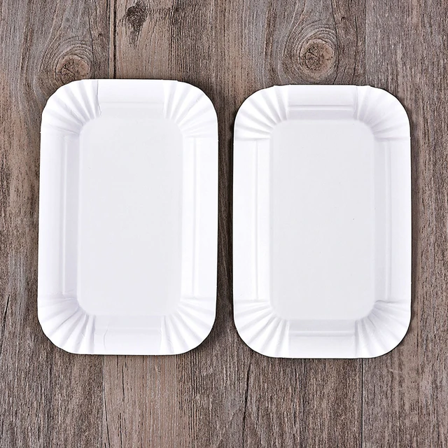 100 Pcs Disposable Oval Paper Plates 10 Inch White Compostable  Microwaveable Freezerable Disposable Pulp Dish - AliExpress