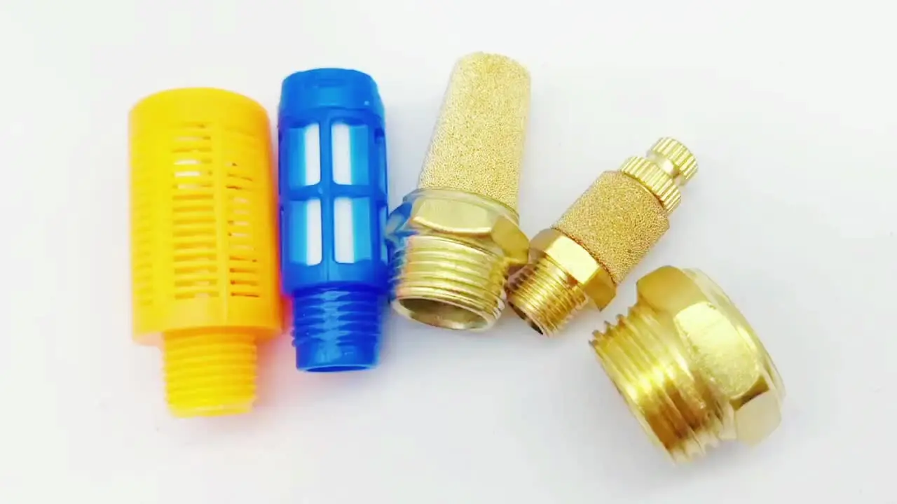 10-Pack 1/2" BSPT Brass Pneumatic Mufflers/Silencers - Sintered Bronze For Air Valves