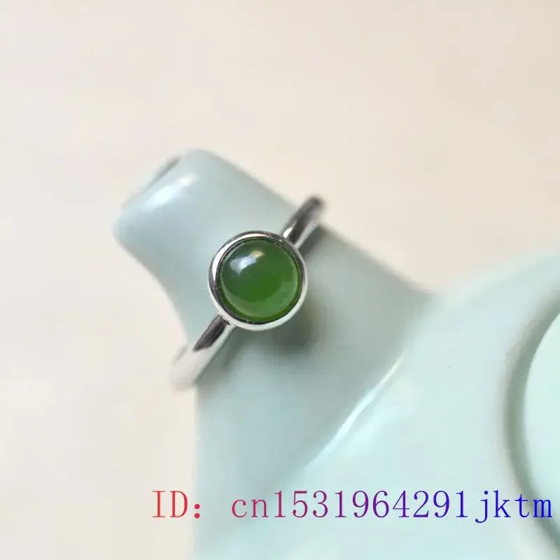 Green Jade Rings 925 Silver Stone Adjustable Ring Charms Women Fashion Gifts Talismans Jewelry Vintage Natural Carved Designer