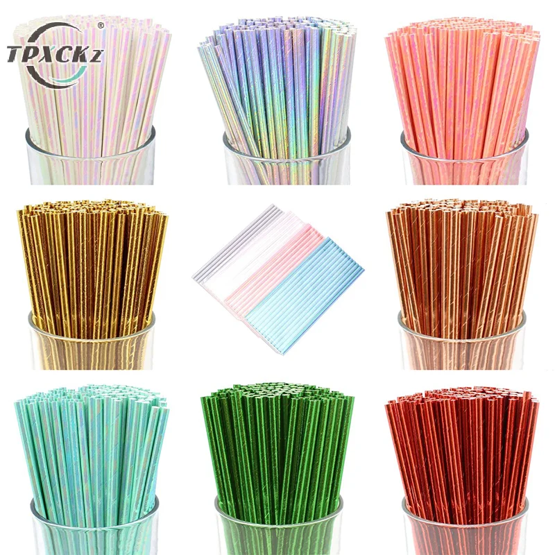 

25pcs/set Disposable Drinking Party Paper Straws Biodegradable Cocktail Straws For Birthday Party Supplies Baby Shower Wedding