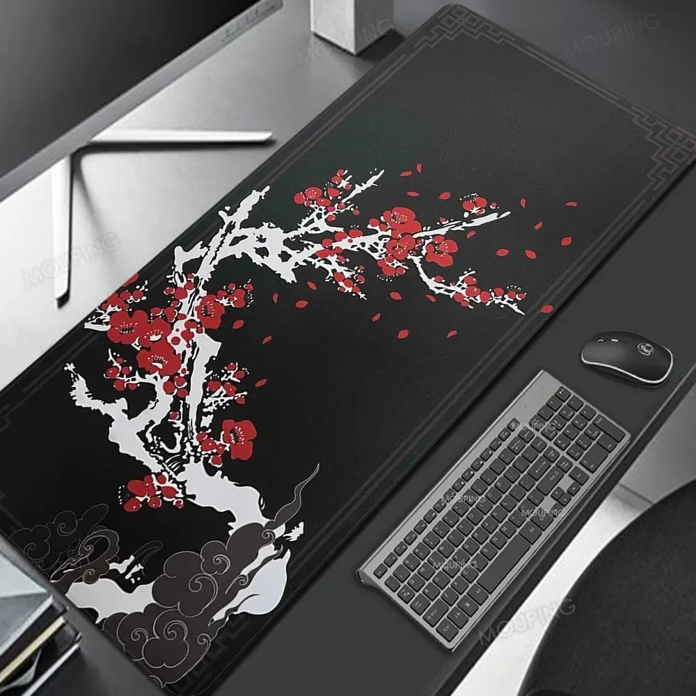 Japão Cherry Blossom Gaming Mouse Pad Deskmat Gamer Teclado Deskmat Computador Sakura Anime Escritório Deskmat Cinza - Imagem 5