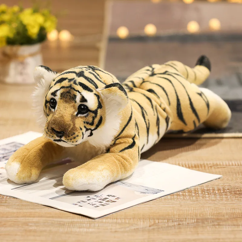 thumbnail image 1 of Juguetes de peluche de simulación de león, tigre y leopardo de 39 a 58 cm, decoración del hogar, muñecos de peluche lindos, suaves y reales, como una almohada para regalo de niños, 1 of 5