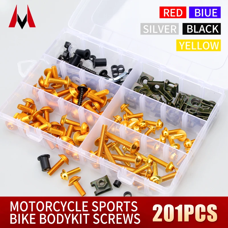 

MRRANGT motorcycle fairing screw set is applicable to the replacement of screw toolbox of Yamaha, Kawasaki, Honda, Suzuki，BMW