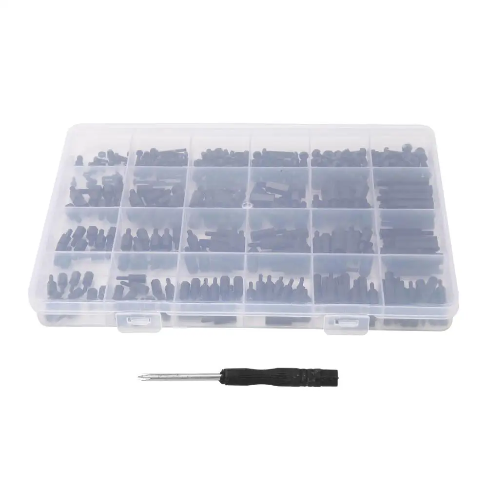 

360Pcs Black Nylon Hex Standoff Spacer Column Screw Nut Kit for PCB Circuit Board (M2/M2.5/M3)