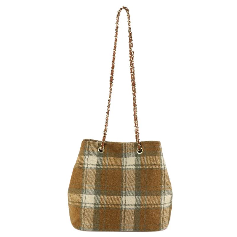 thumbnail image 1 of Bolso de hombro con cadena a cuadros retro para mujer, bolso de hombro con cadena a cuadros retro, nuevo bolso de hombro con contraste de color para otoño e invierno de 2024, versión coreana, 1 of 5