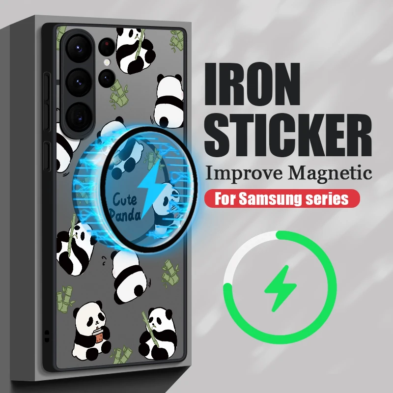 Magnetic Cute Panda Matte Phone Cover