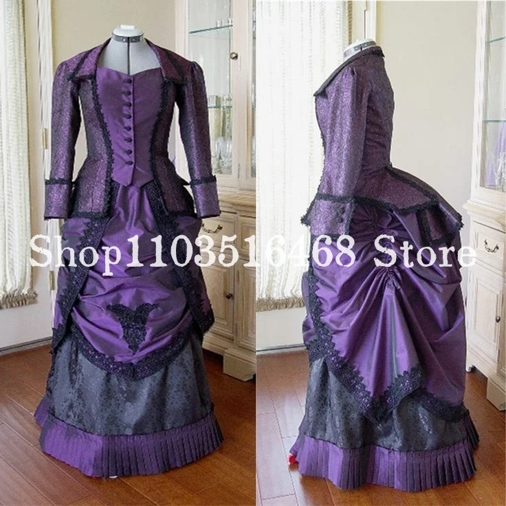 purple steampunk dress Renaissance Purple Gothic Fantasy Brocade Dress Steampunk Evening Gown Theatre Costume