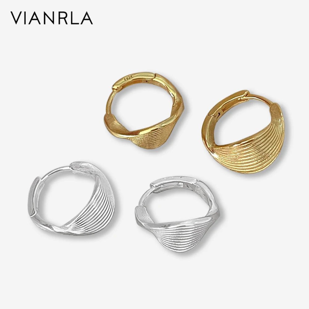 

VIANRLA 18K Gold Earring 925 Sterling Silver Jewelry Texture Hoop Earrings Fashion Women's Jewelry Laser Custom Logo