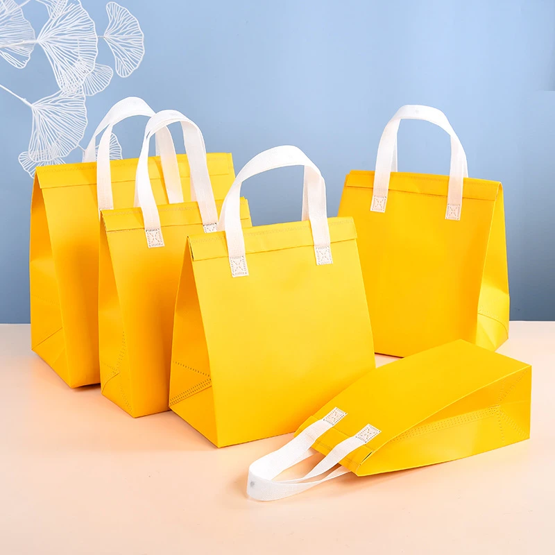 10pcs Non-Woven Insulated Tote Bags – Reusable Thermal Cooler Pouches for Food, Cake, D... - SKU NITB2302 - UGI Packaging