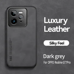 Magnetic Suede Leather Shockproof Matte Silicone Soft Case Cover for Realme GT7 Pro (Dark Grey)