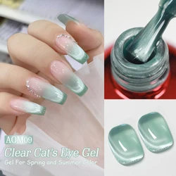Mint Green Magnetic Gel Nail Polish with Sparkle Glitter - 15ml, Semi - Permanent for Summer Manicure & DIY Gift (Aom - 9)