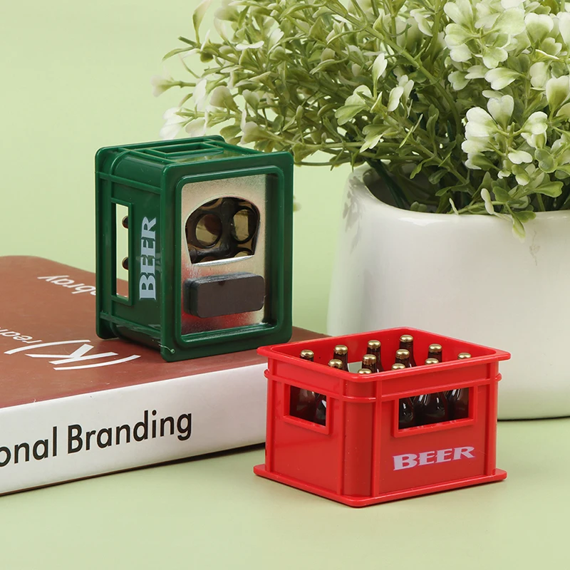 1Set 1:12 Mini Dollhouse Beer Resin Frame Storage Basket With 12 Bottles Simulation Drink Beer Model DIY Doll Accessories 4