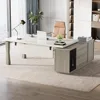 71-Inch Executive Desk, L-Shaped Desk with Cabinet, Large Office Desk with Storage Shelves, Writing Table Desk Business Furnitu 1