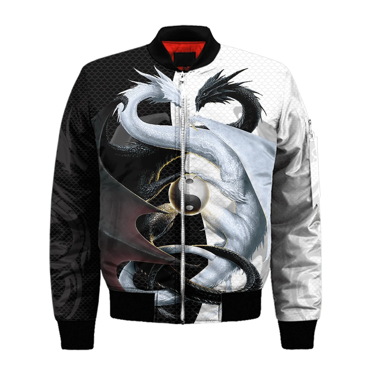 Herbst/Winter Männer Bomber Jacke Tattoo Spirale Drachen Lava 3D All Over Gedruckt Zip Sportswear Unisex Casual Zipper Jacke WP34 – Detail 14