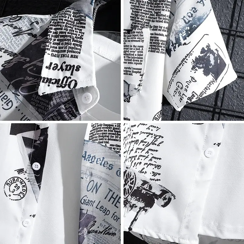 Men' Short sleeve Print Shirts Thin Beach...