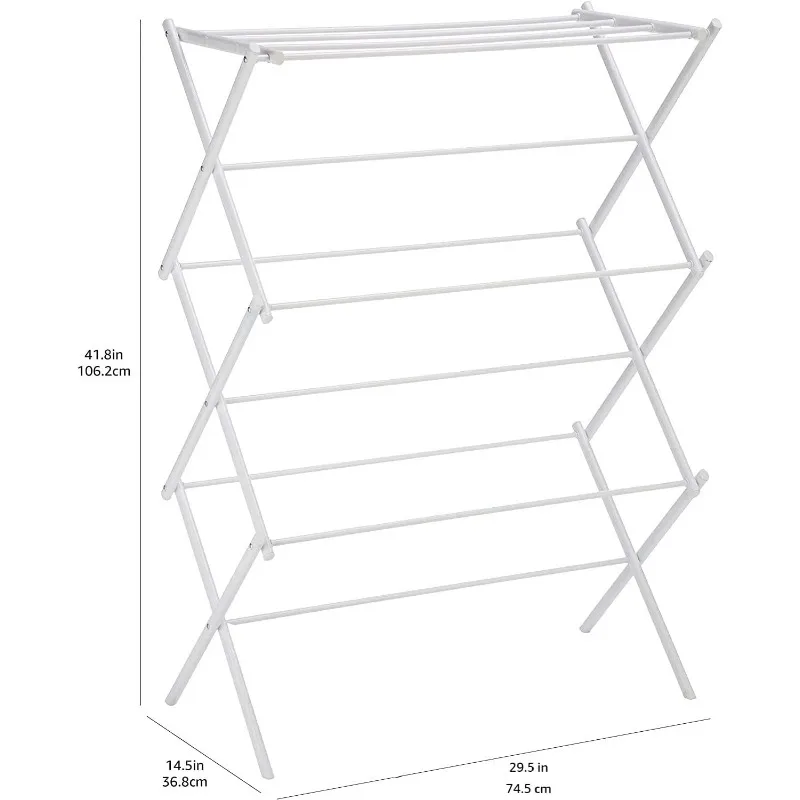 Foldable Portable Laundry Rack for Air Drying Clothing, Indoor Outdoor Use - 14.5" D x 29.5" W x 41.8" H, White 3