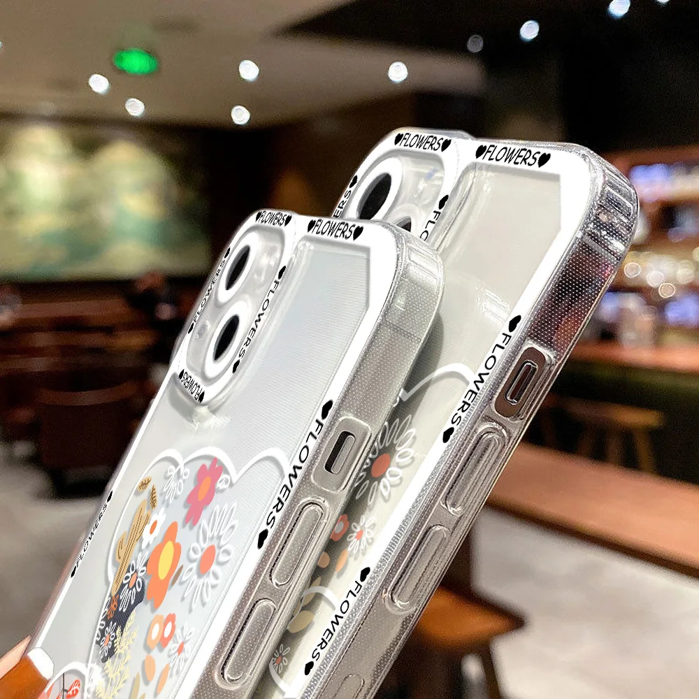 Daisy Flowers Phone Case For iPhone 11 Case iPhone 13 14 12 15 Pro Max Mini 7 8 Plus XS XR X SE Colorful Love Heart Cover coque 