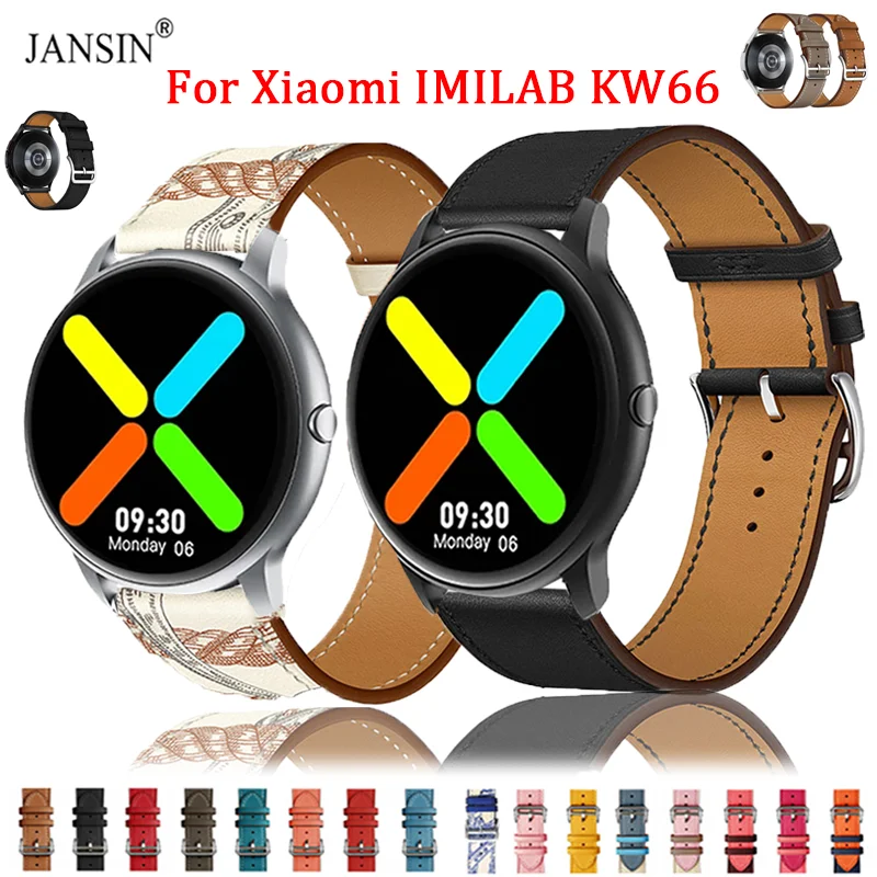 Bracelet de montre en cuir pour Xiaomi IMILAB KW66, Bracelet de