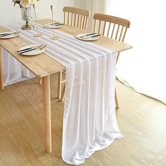 

Wedding Gauze Table Runner Semi-Sheer Vintage Cheesecloth Table Setting Dining Party Christmas Banquets Arches Cake Decor