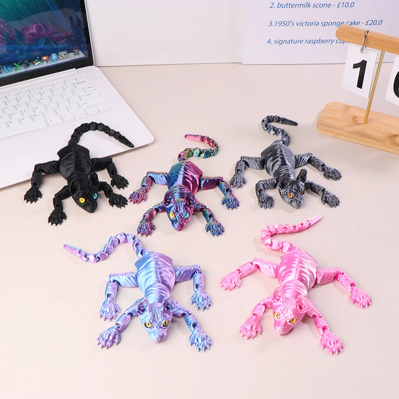 3D Printed Sphinx Cat 3D Printed Animal Toys Realistic Hairless Cat Figurines Articulated Cat Toys Cute Kitten Toys For Cat Love 2