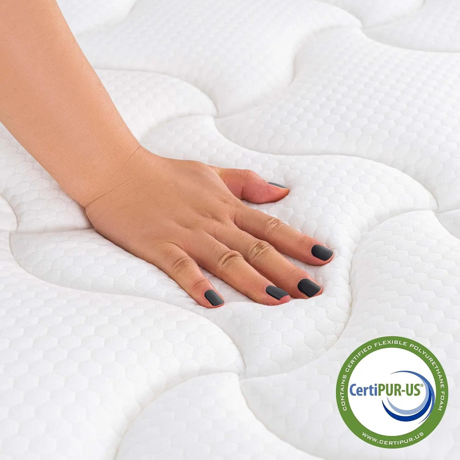 12 Inch Pillow Top Hybrid Mattress in a Box Medium Firm Fiberglass-Free, Soft Breathable Pressure