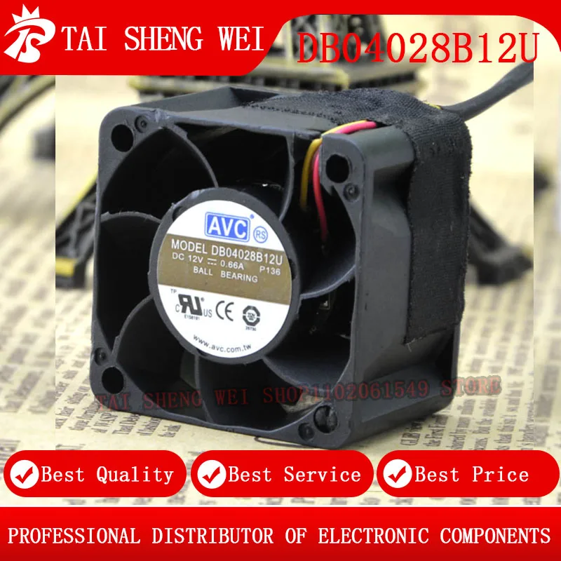

AVC DB04028B12U 4028 40MM Fan 12v 0.66A 40*40*28MM 4CM Server Cooling Fan New Original