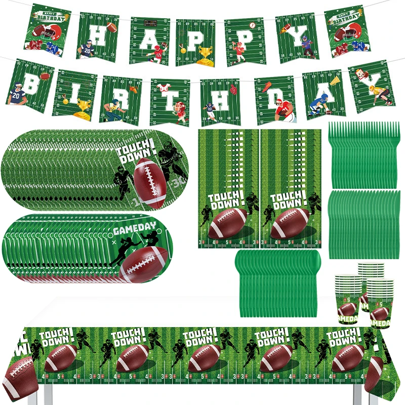 

Игровой день Super Bowl и аксессуары для футбола для 24 человек, набор из 9 предметов, включая одноразовые тарелки, украшение для футбола