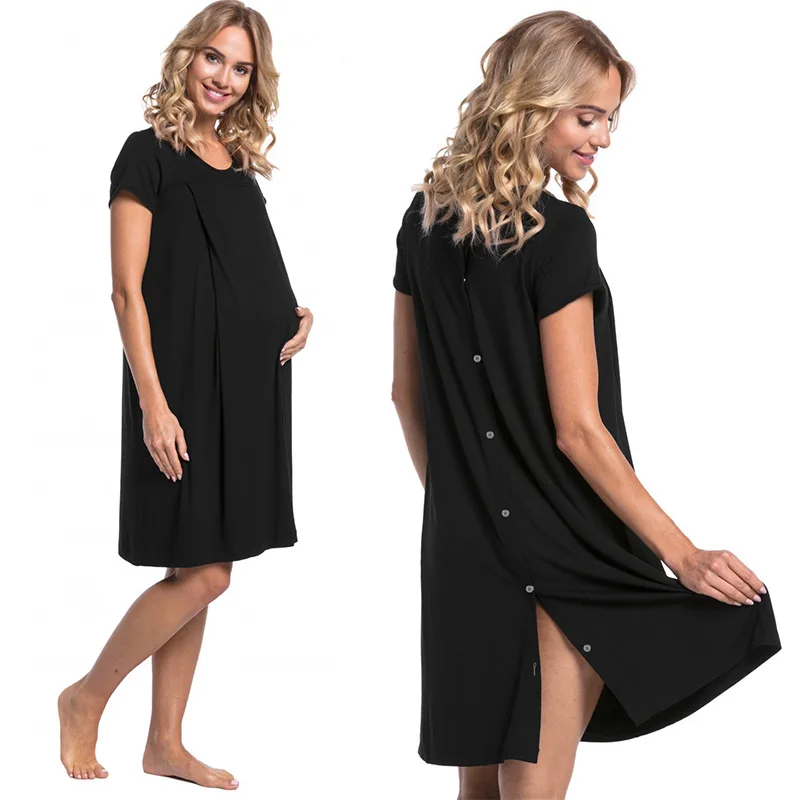 Short Sleeve Double Sides Hidden Opening Pregnant Woman Delivery Hospital Nursing Gown 7 S8c8687596cdf46d9880899fbebb6e96ck
