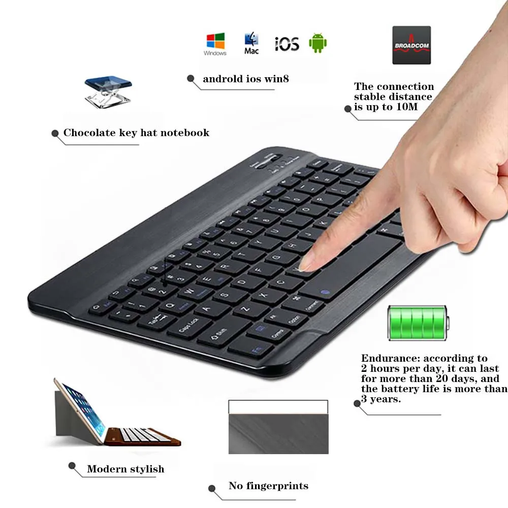 Wireless Bluetooth Keyboard Rechargeable Portable Suitable for Laptop Desktop PC Tablet American Keyboard Pad Full Size Design