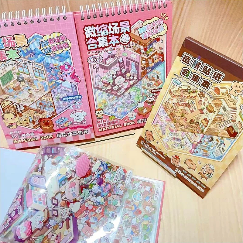 3D Landscape Sticker Collection Book Album Cartoon Scene Toy Game Festival Birthday Gift for Kid Girl Child