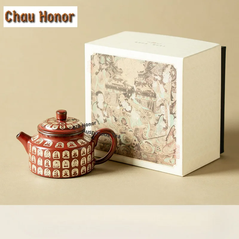 100ml Cinnabar Red  Buddha Teapot Zen Tea Infuser Pot Tea Making Kettle With Filter Kung Fu Tea Tea Ceremony Supplies Craft Gift