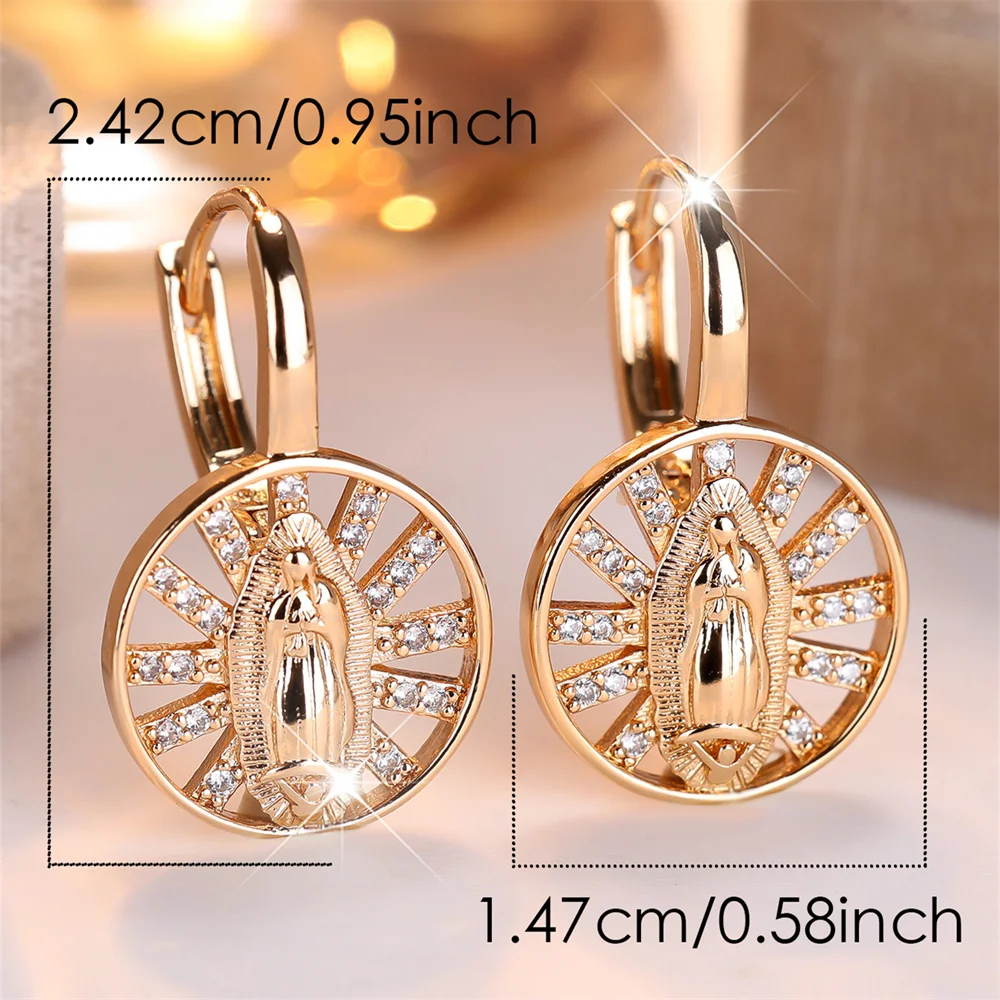 White Zircon Round Hollow Hoop Earrings For Women Vintage Gold Color Luxury Crystal Ear Buckle Wedding Jewelry Versatile Gifts