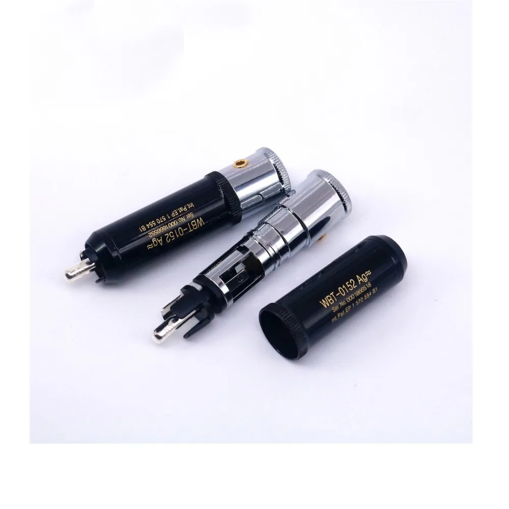 Rca Plug Hi-end Banhado a Prata Macho Lotus Plugues Conector para Faça Você Mesmo Cabo de Áudio Fio Diameter= 10 mm Feito na Alemanha Novo Wbt0152ag