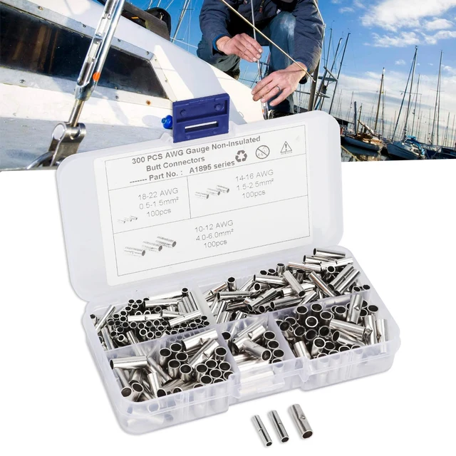 ชุดขั้วต่อสายไฟทองแดงแบบไม่หุ้มฉนวน 300 ชิ้น สำหรับรถยนต์ เรือ และยานยนต์ 1