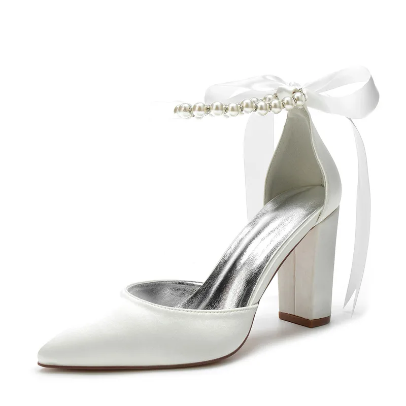 Marie Antoinette Satin Ribbon Heel Pumps - Pearl[2026年5月下旬-6月下旬発送予定]