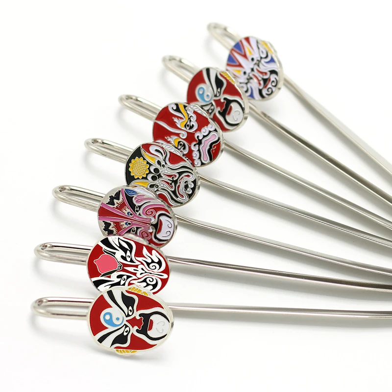 

Custom LOGO Novelty Large Metal Chinese Opera Bookmarks for Books Creative Stainless steel crafts Souvenir Gifts for Guests 5pcs
